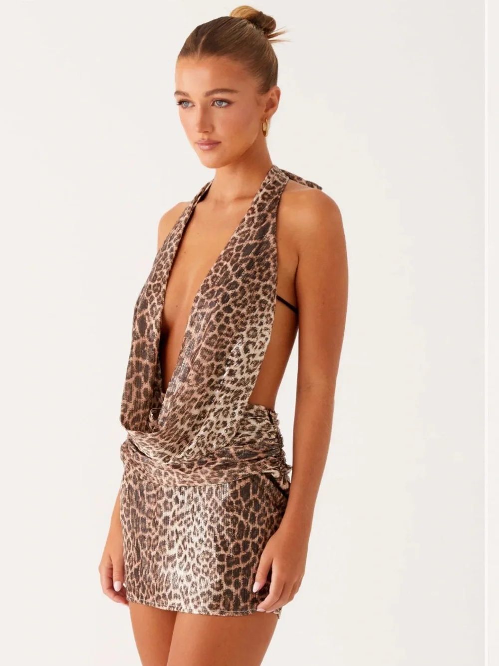 PEPPERMAYO Elysia Sequin Mini Dress Animal Print Sz 8 NWT